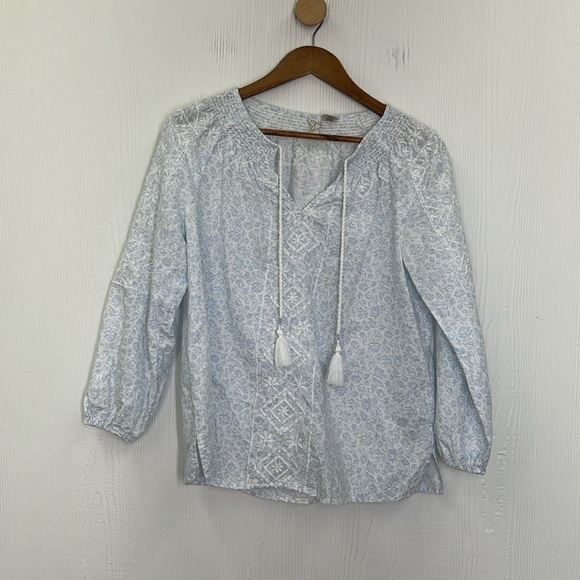 Joie - Floral Print Embroidered Tassled Boho Long Sleeve Blouse Size Small - Picture 7 of 11